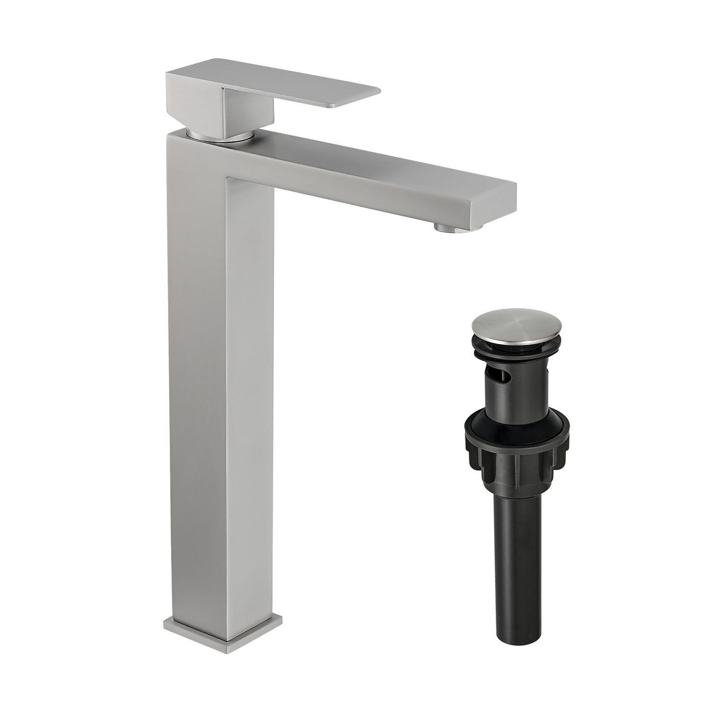 Brushed Nickel Bathroom Faucet With Pop Up Drain, Brushed Faucet for Bathroom Sink, Single Hole Bathroom Faucet Modern Single Handle Vanity Basin Faucet