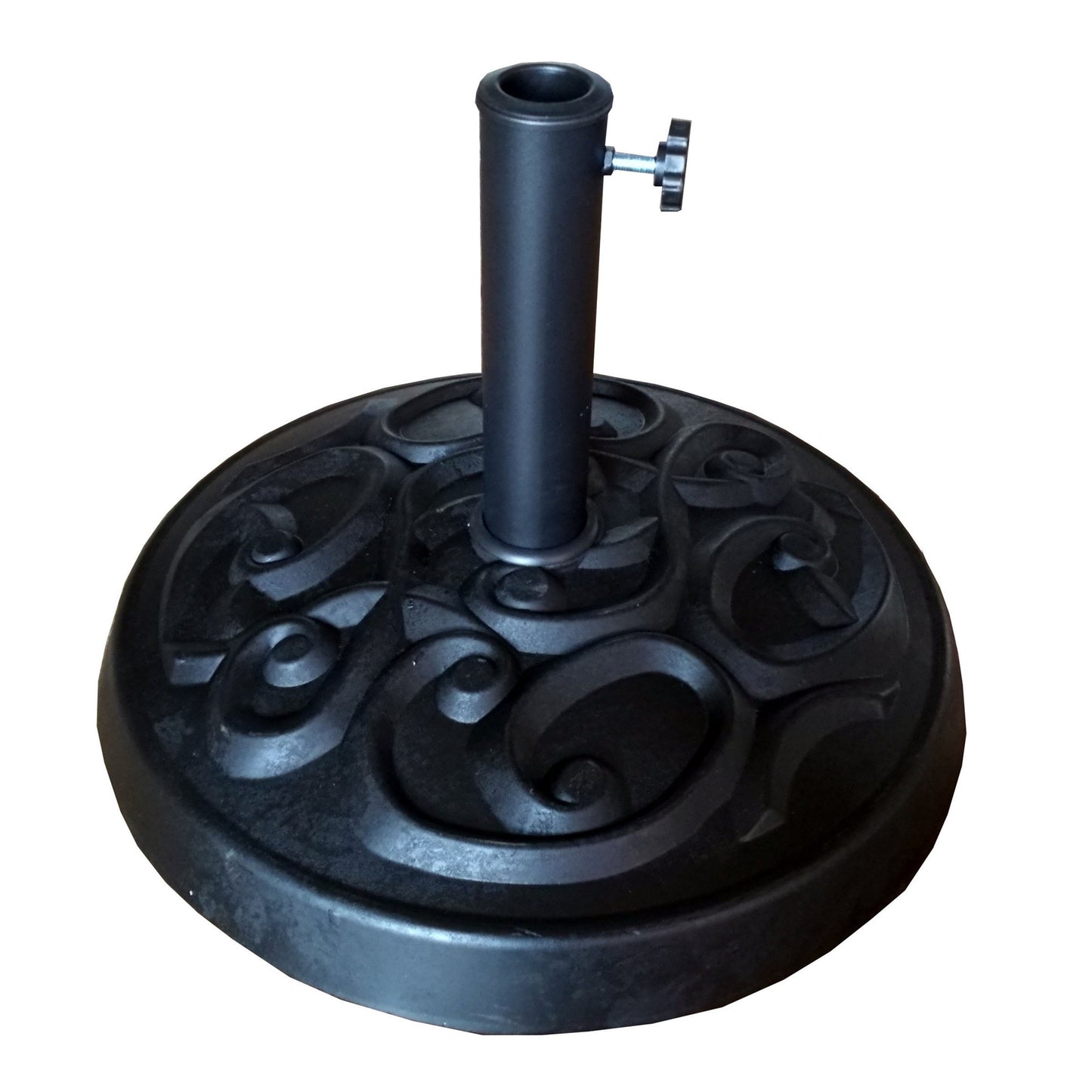 Elegant Gunmetal Grey Resin Umbrella Base for Patio with Rust-Resistant Poly Resin