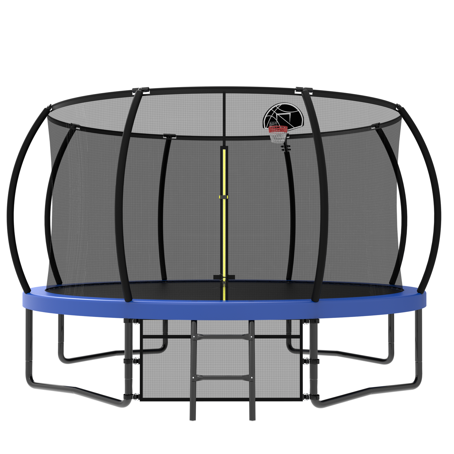 Pumpkin Style 12FT Kids Trampoline with Safety Enclosure Net & Ladder, Blue Steel