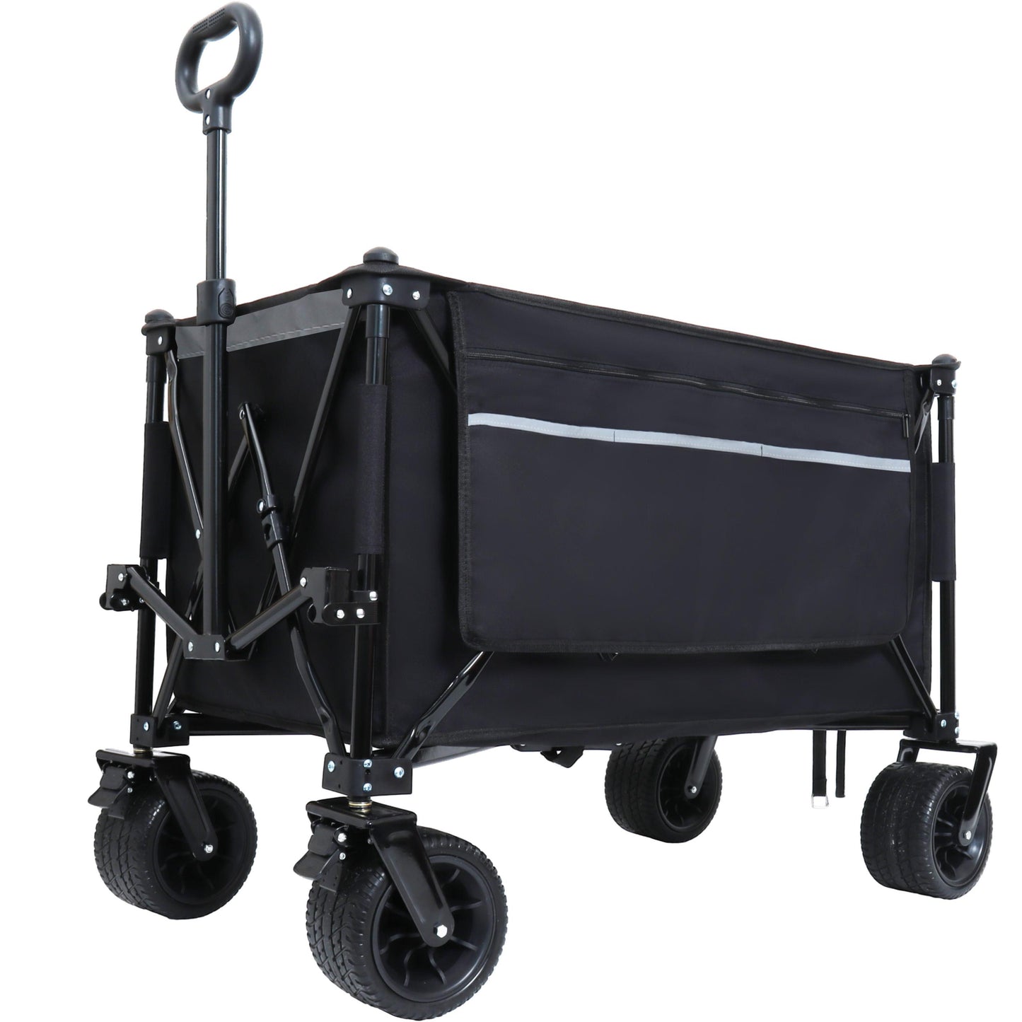Foldable Garden Cart with Heavy-Duty Wheels & 480lbs Load Capacity, Portable Utility Wagon for Camping, Sports, Groceries, black