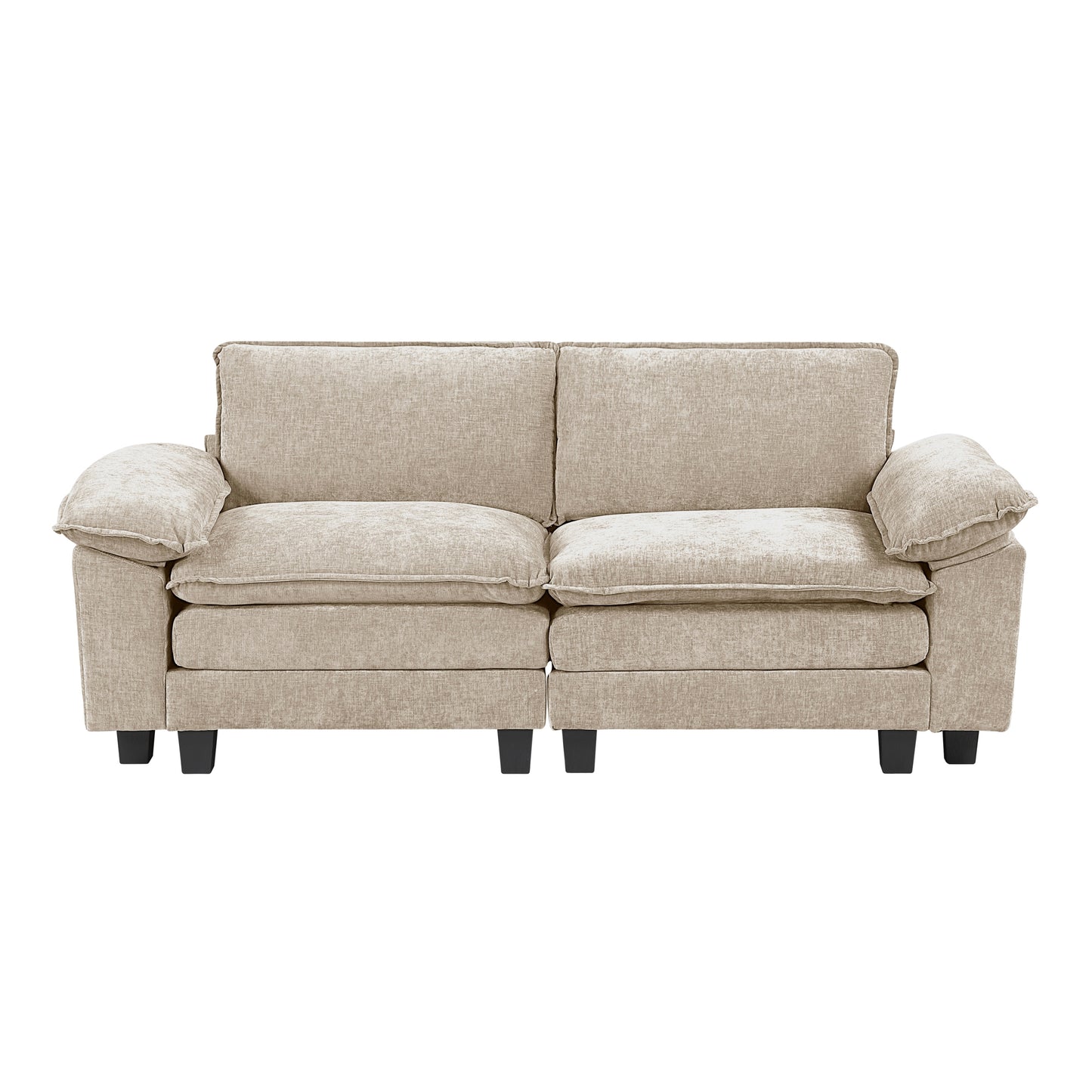 Modern Style Loveseat Plush Comfort Taupe Chenille Fabric Upholstery Contemporary Living Room Furniture 1pc Durable Plywood