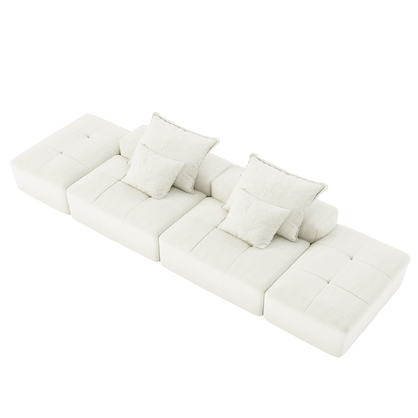 Modern Oversized Modular Sectional Sofa with 2 Ottoman and 2 Seat, Sparkling Chenille Fabric Soft Cushion Sofa with 4 Pillows, 4 PCS DIY Combination Tufted Sofa,No Assembly Required, BEIGE