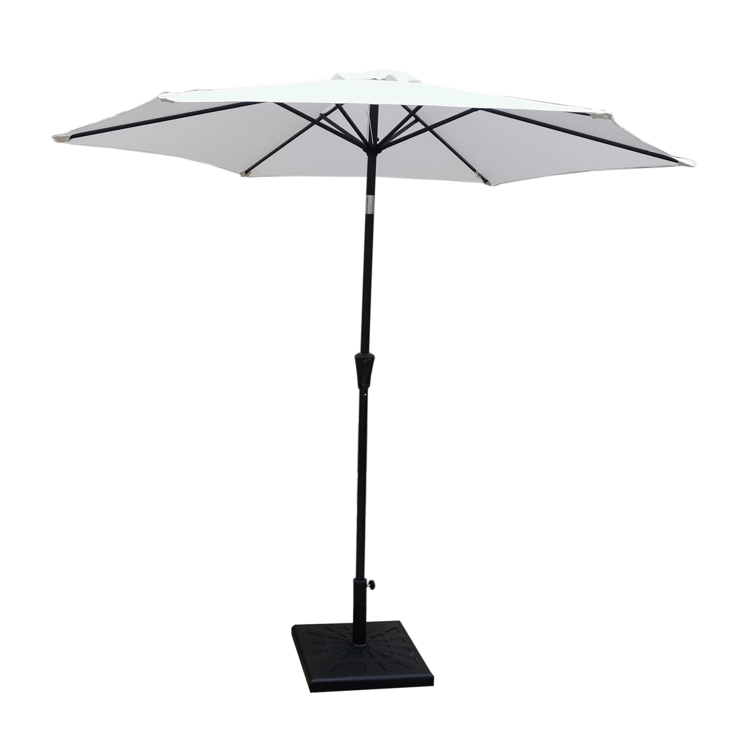 Elegant Outdoor Aluminum Patio Umbrella with Tilt and Crank Lift Function, Cream, 8.8 Feet