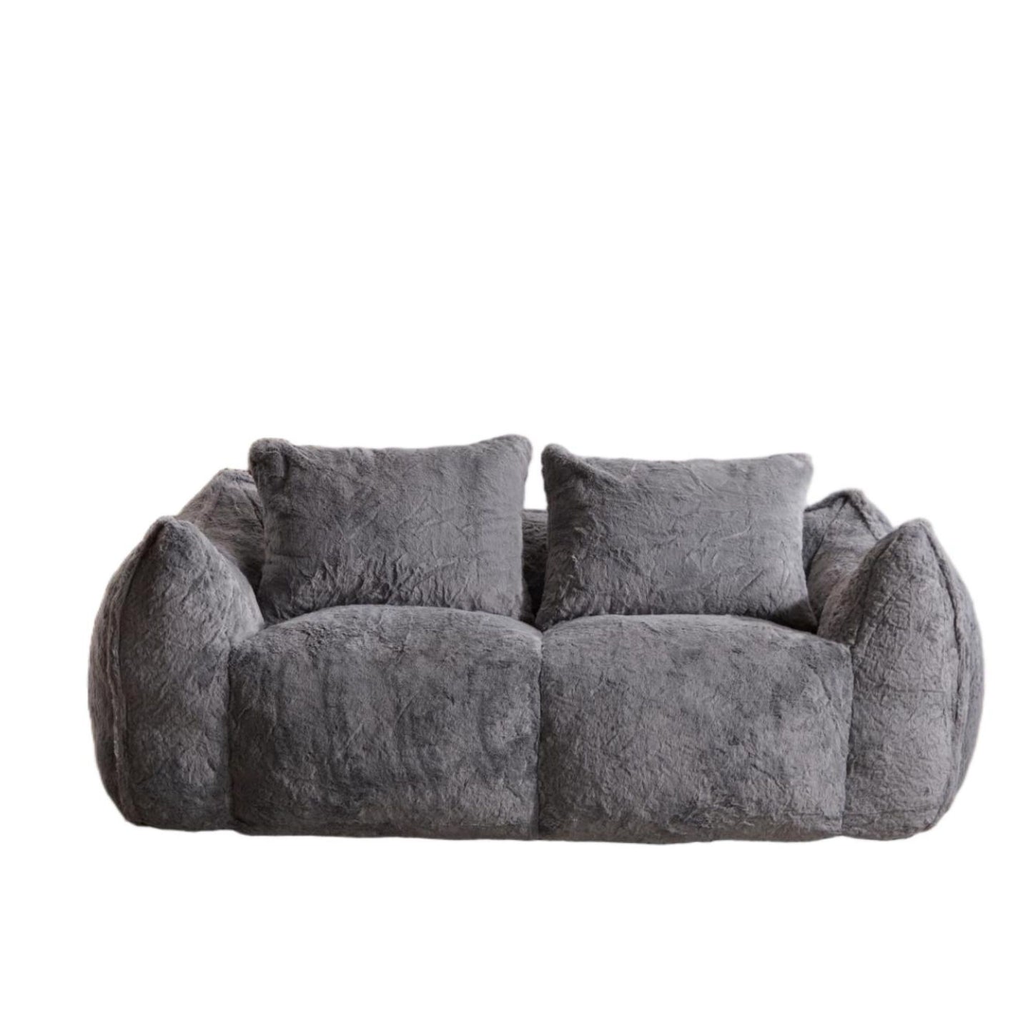 Giant Bean Bag Couch for Adults, Ultra Soft Fluffy Loveseat Bean Bag Sofa, Oversized Chase Lounge Chair Indoor for Living Room Bedroom, No Assembly Required Cozy Reading Chair with Pillows, Grey