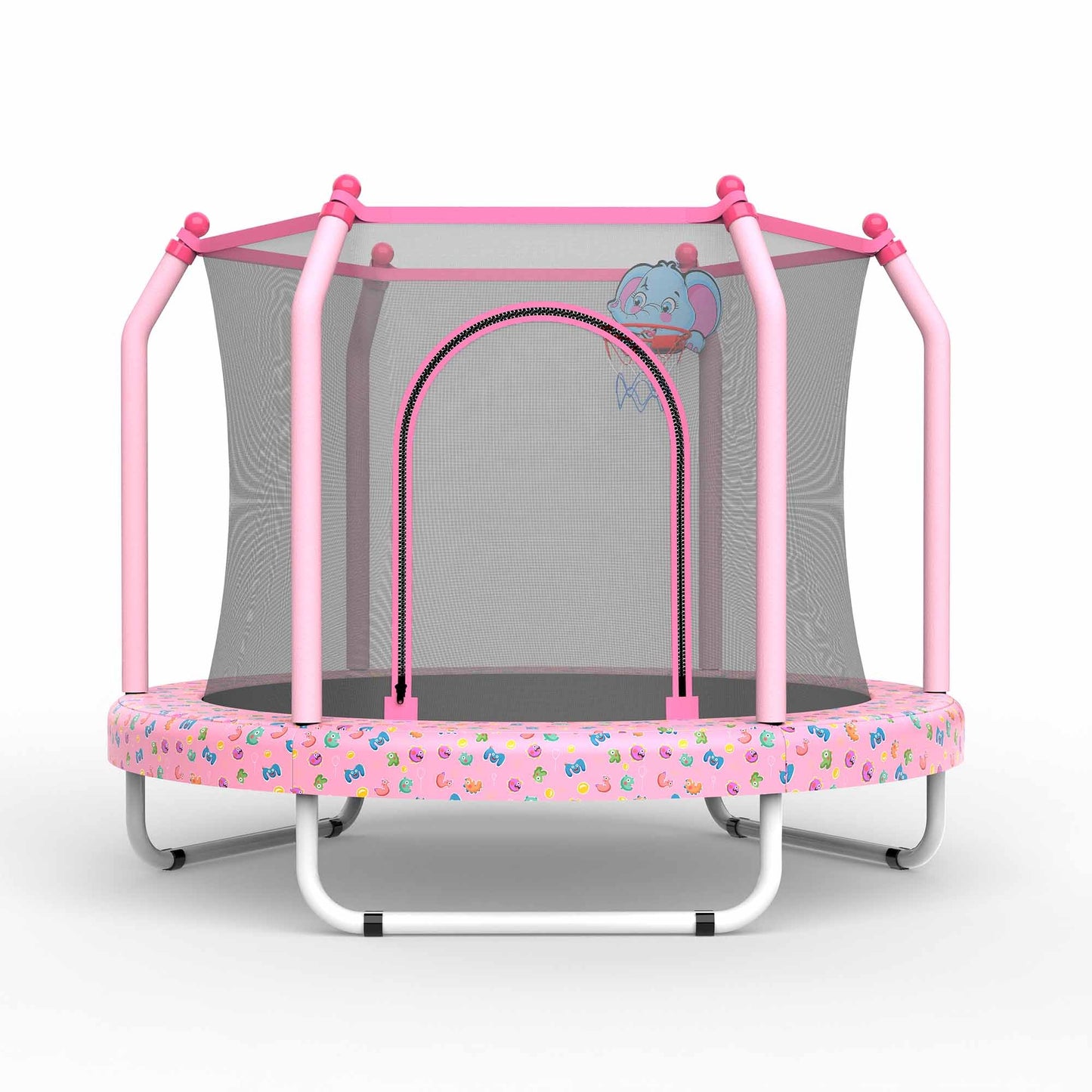 55-inch Trampoline for Kids Indoor & Outdoor Small Toddler Trampoline with Basketball Hoop