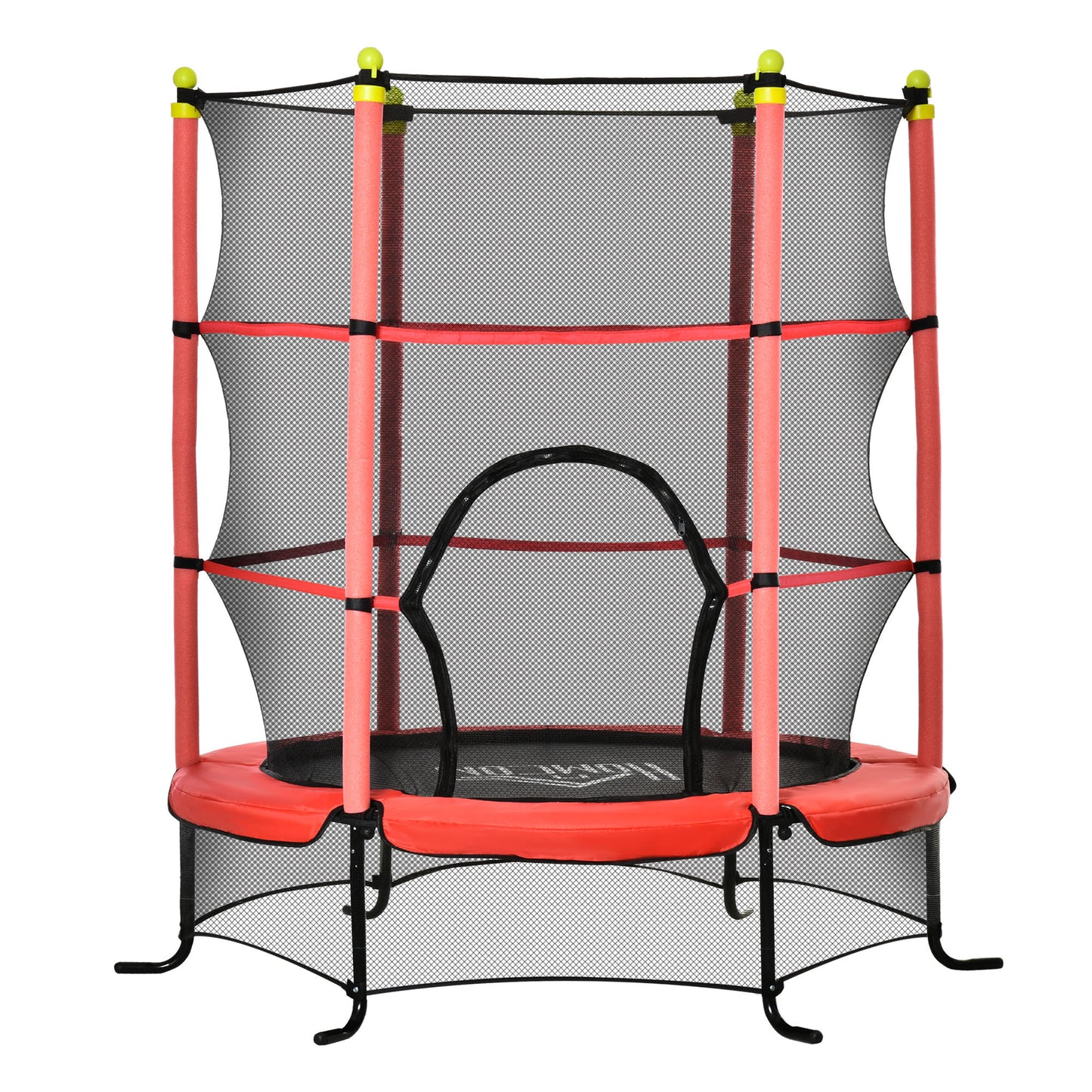 Soozier 5.3' Kids Trampoline, 64' Indoor Trampoline for Kids with Safety Enclosure for 3-10 Year Olds, Indoor & Outdoor Use, Red
