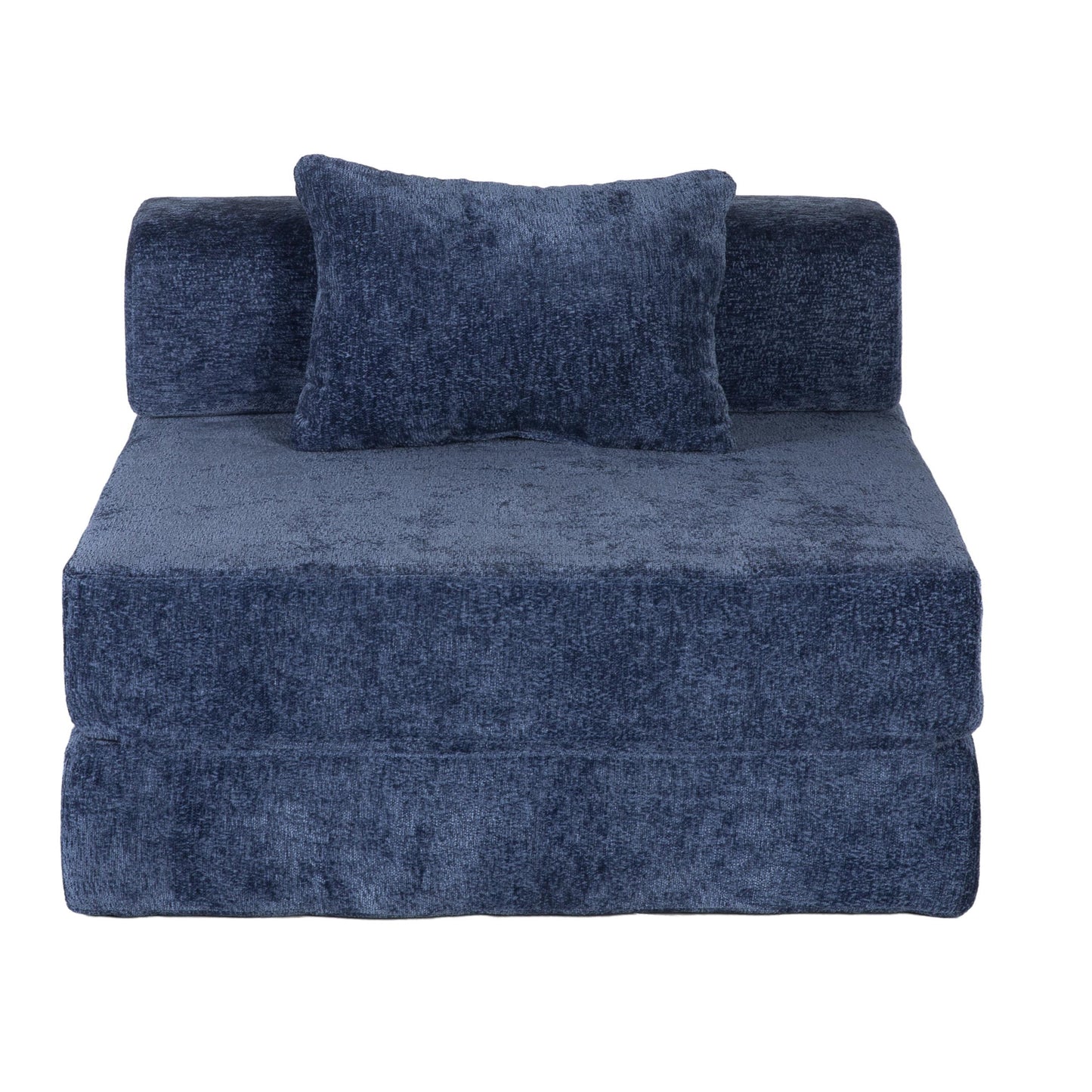 Compression Sofa,Convertible Floor Sofa Bed with Fixed-Shape Frame,Single Seater Boneless Modular Sectional Sofa,No Assembly Required,Chenille fabric,for Living Room Bedroom,Dark Blue