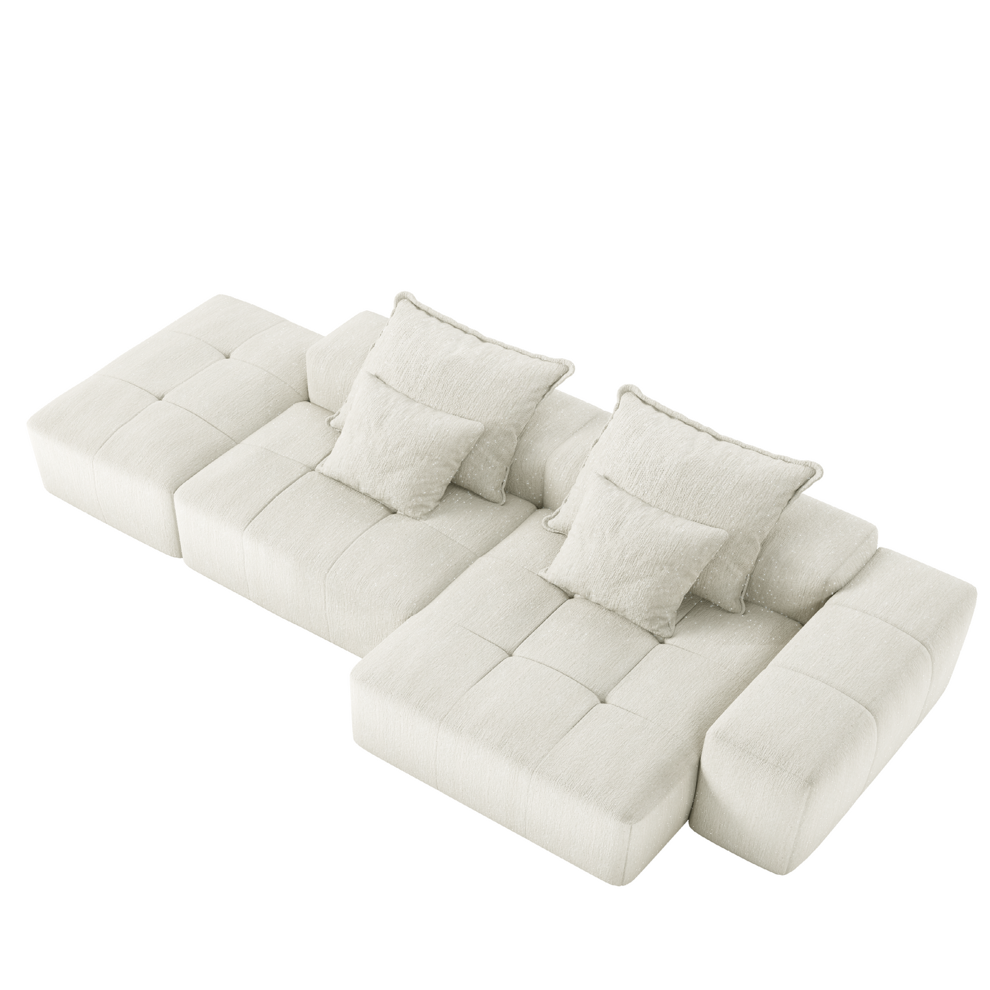 Modern Oversized Modular Sectional Sofa with Ottoman, Seat, Chaise Lounge and Armrest, Sparkling Chenille Fabric Soft Cushion Sofa with 4 Pillows,4 PCS DIY Combination Tufted Sofa,No Assembly Required