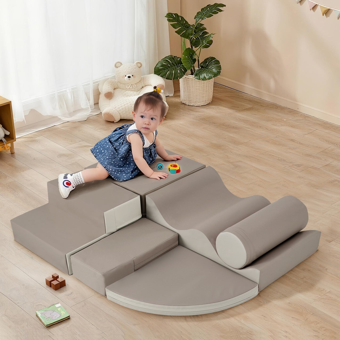 Soft Climb and Crawl Foam Playset 6 in 1, Soft Play Equipment Climb and Crawl Playground for Kids,Kids Crawling and Climbing Indoor Active Play Structure