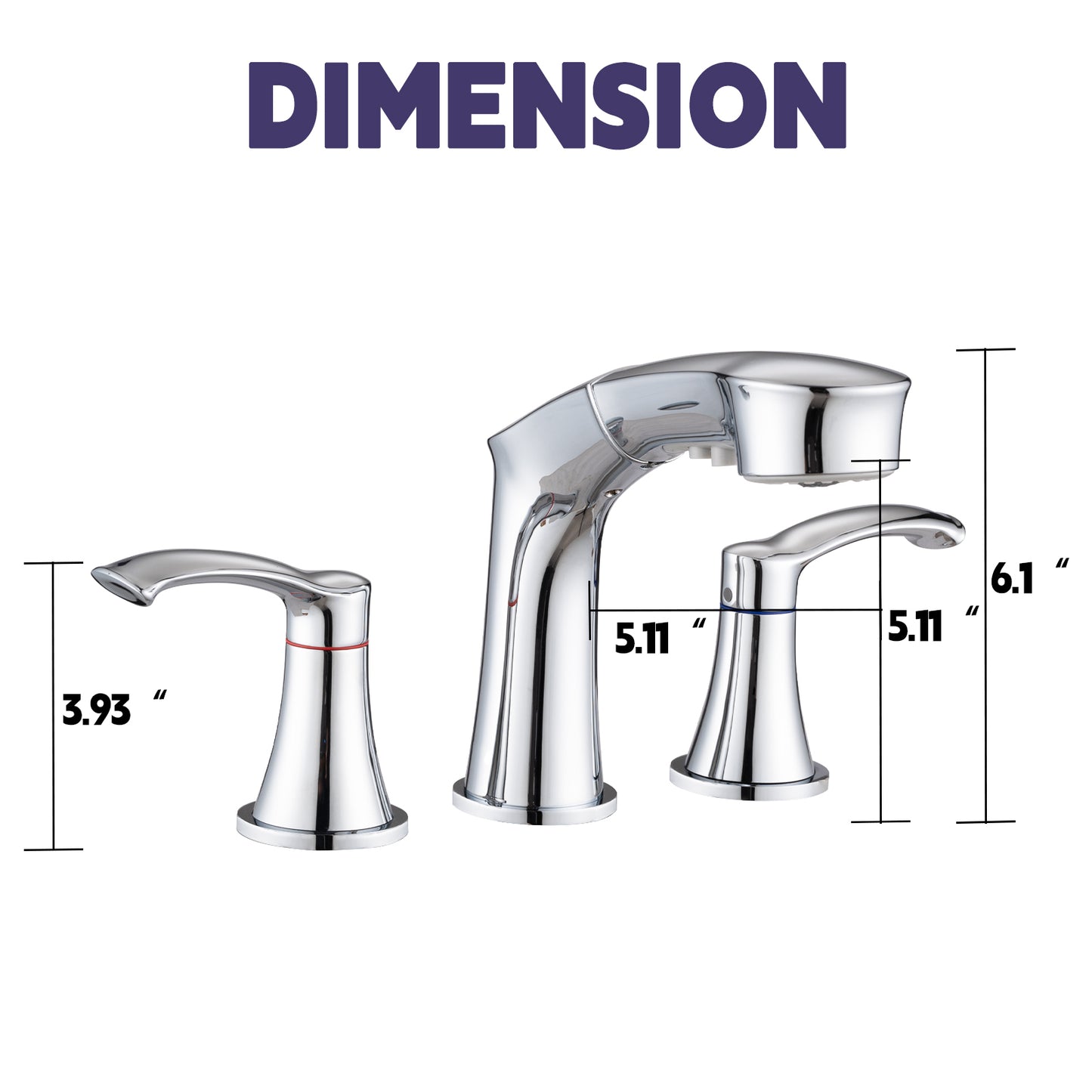 Grifo extraíble generalizado para baño con rociador, grifo para lavabo de baño con 2 manijas