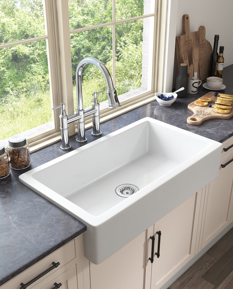 White Farmhouse Sink Deep Apron Sink Undermount Farmhouse Kitchen Sink Single Farm Sink