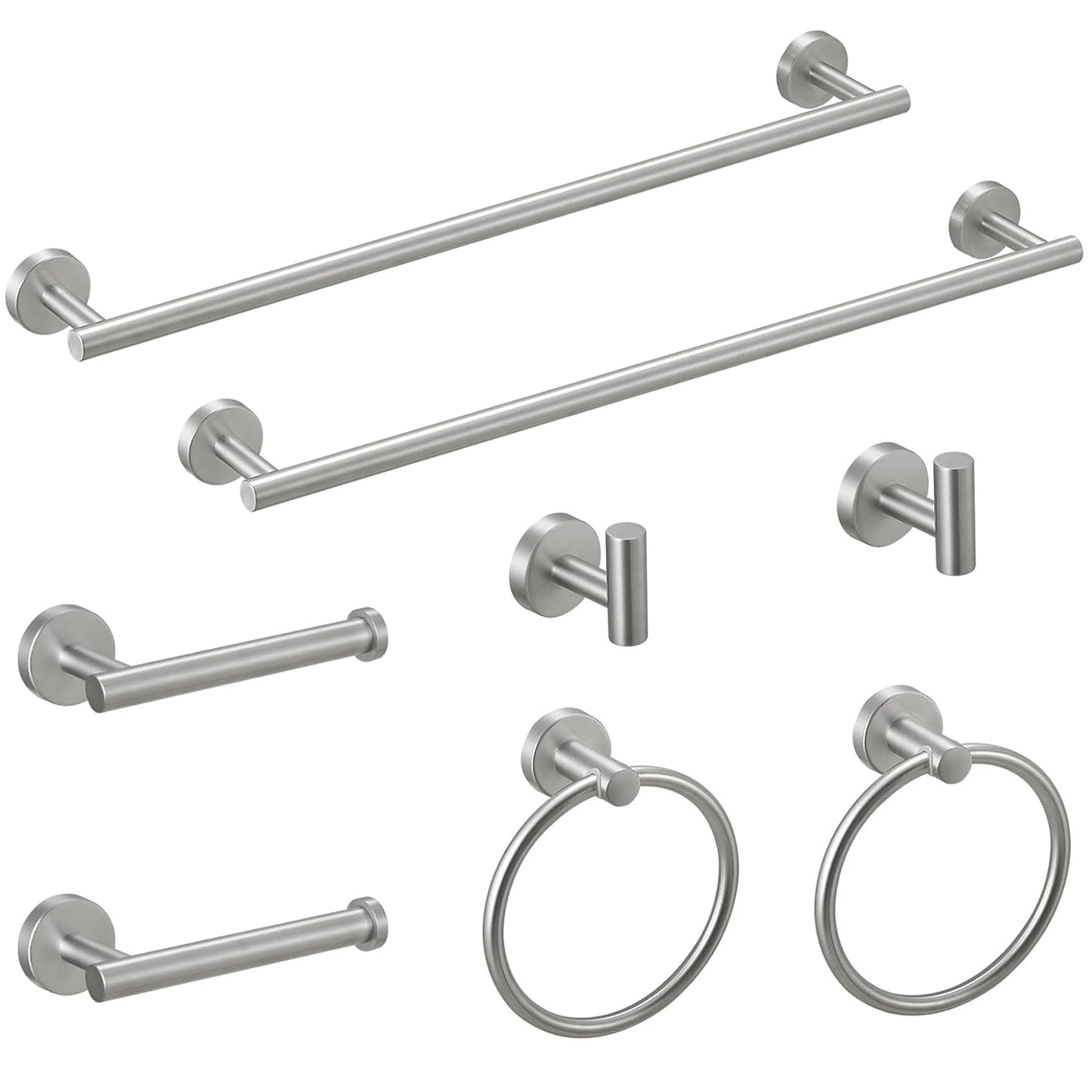 8-Pieces Brushed Nickel Bathroom Accessories Set, Stainless Steel Bathroom Hardware Set, Bath Towel Bar Set, Towel Racks for Bathroom Wall Mounted.