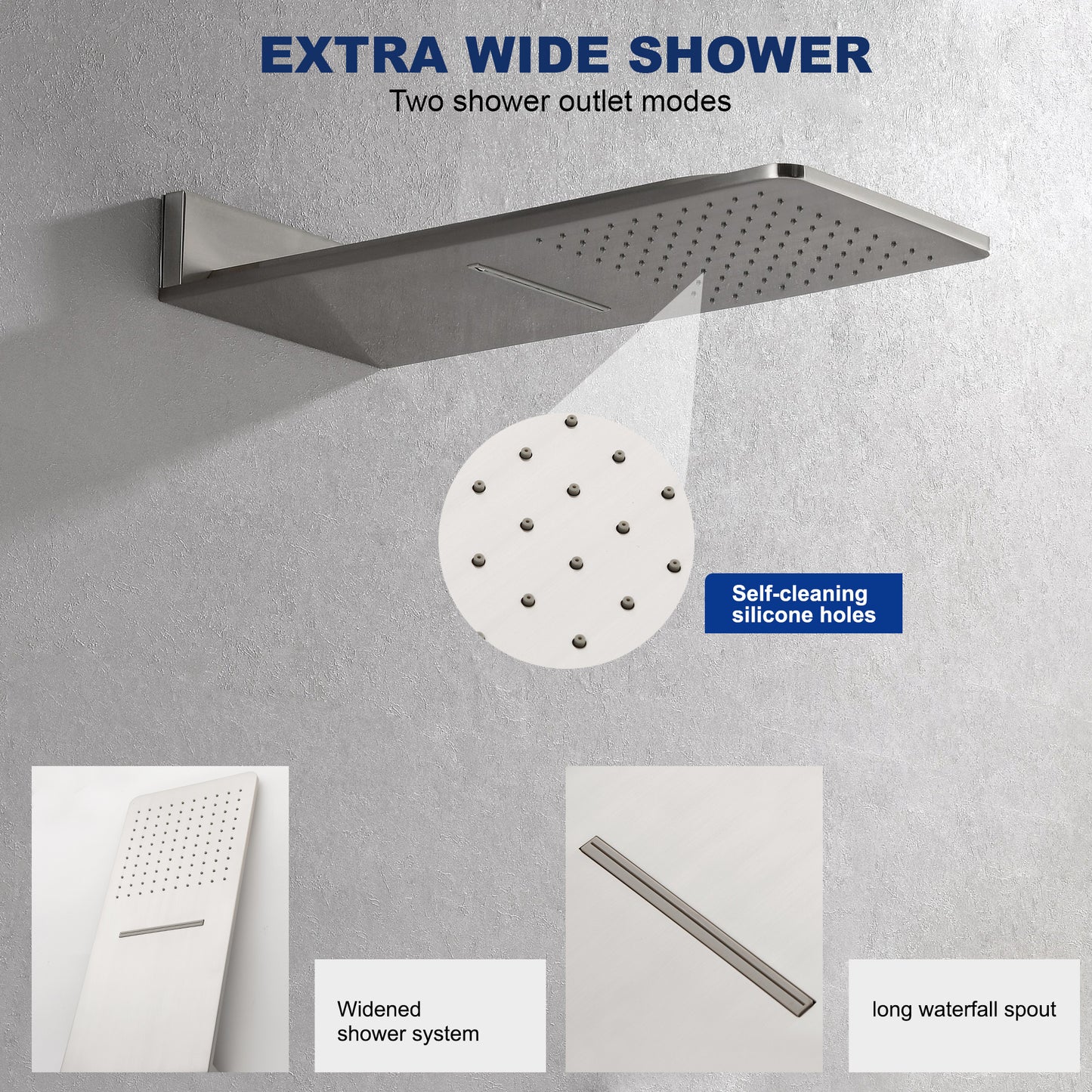 Wall Mounted Waterfall Rain Shower System With 3 Body Sprays & Handheld Shower