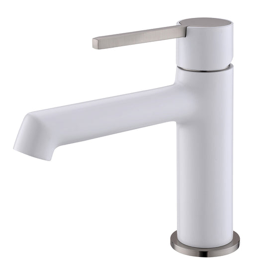 Grifo de baño blanco para lavabo 1 orificio, grifo de lavabo de baño monomando, grifo de lavabo de baño moderno