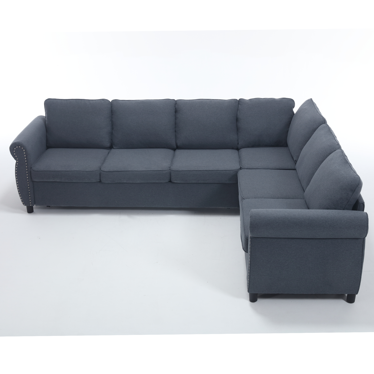 [NEW ARRIVED] [VIDEO PROVIDED] Sleeper Sofa, 2 in 1 Pull Out Couch Bed,6 seater sofa bed, L Shaped Sleeper Sectional Sofa Couch,Riveted sofa,104'' Large combined sofa Bed in living room, Dark Gray