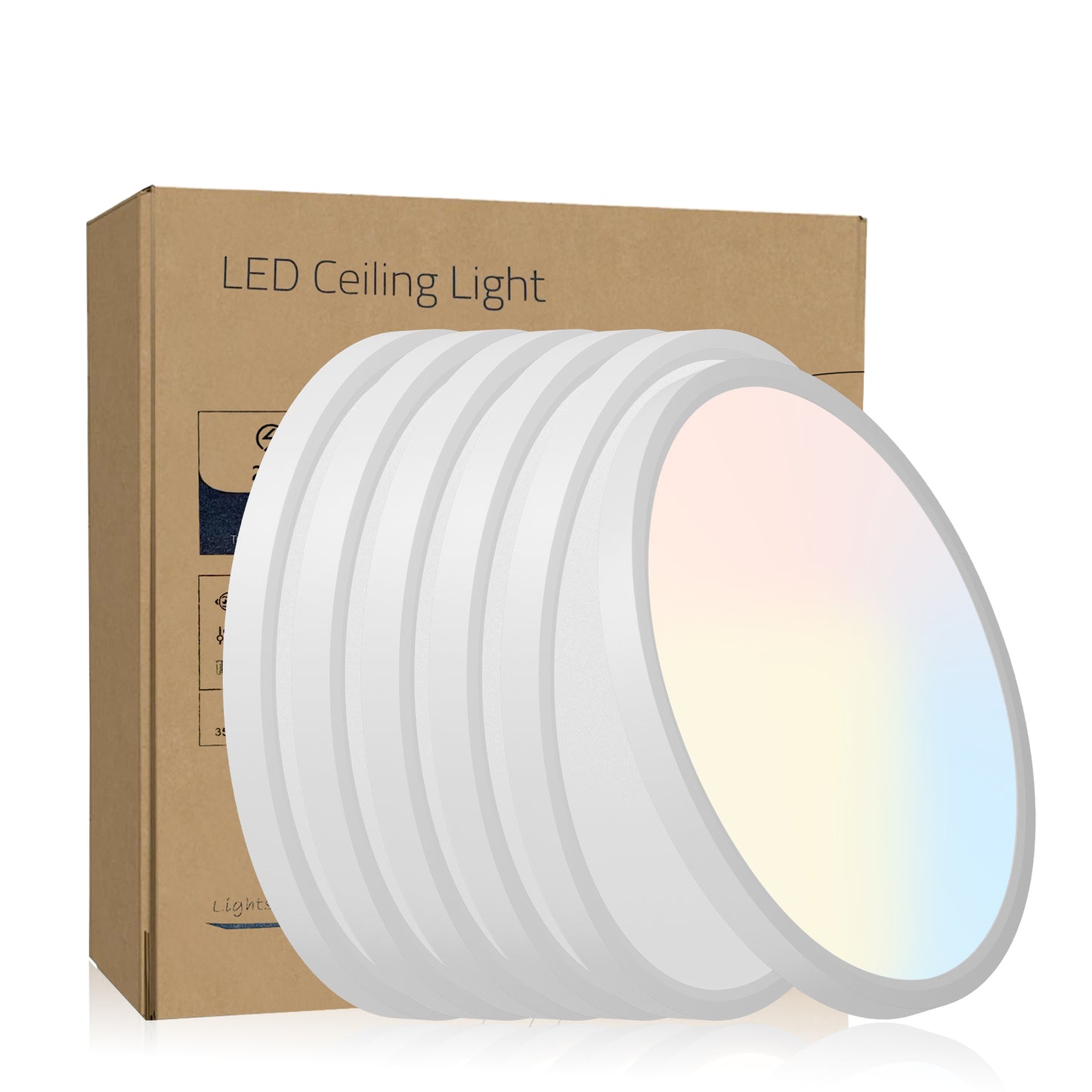 6PK 12 in. LED Flush Mount Ceiling Light Fixture - 2880 Lumens, 5 CCT 2700K/3500K/40000K/5000K/6500K, Round Color Selectable Panel Light, Dimmable, Suitable for Bathroom or Shower