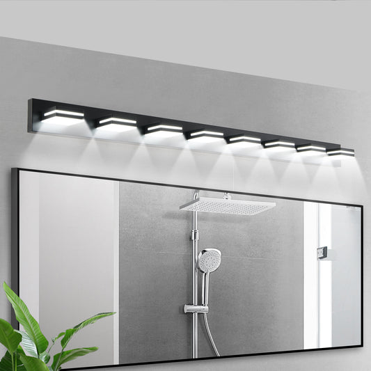 Modern Black LED Vanity Light, 8-Lights Wall Sconce for Bathroom and Mirror, Sleek Minimalist Design, Energy-Efficient, Easy to Install