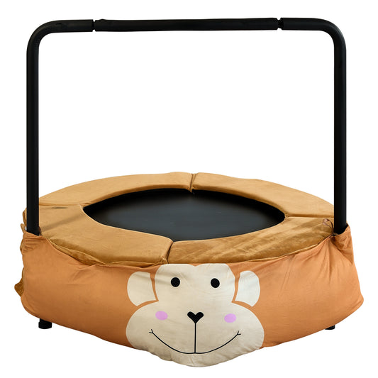 MONKEY Children's Trampoline Happy Expression Outdoor/Indoor Dual-Use Black and Yellow Foldable Iron Tube for Kids Age 3-7