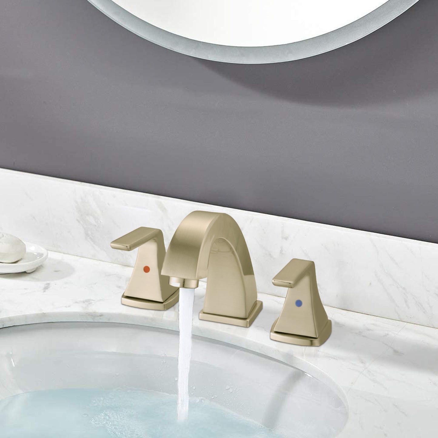 Widespread 2 Handles Bathroom Faucet with Pop Up Sink Drain Brushed Golden