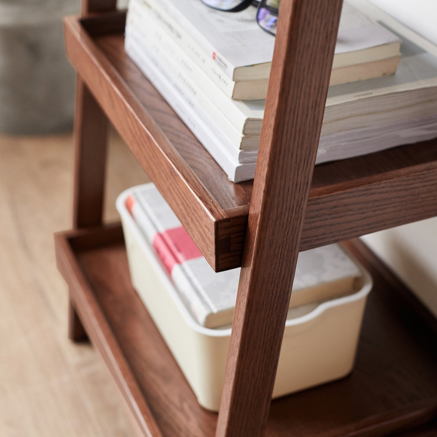 Walnut Color Oak Storage Bench, 3-Tier Beech Wood Shoe Rack for Entryway, Premium Storage Organizer for Bathroom, Living Room, Bedroom, Hallway, Patio, Kitchen