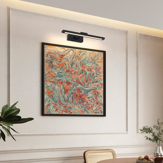 Picture Light Battery Operated with Remote, LED Black Art Lights for Paintings Rechargeable Dimmable and Timer, 16in Wall Sconce for Art Painting Gallery Adjustable Swing Arm for Display