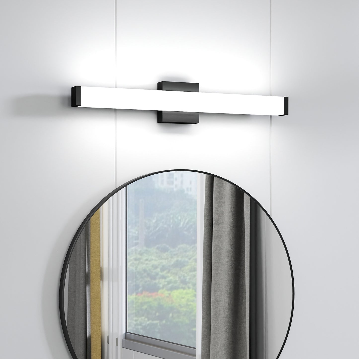 Bathroom Vanity Light Black - 25 inch Modern Vanity Lights for Bathroom - 14W LED Bath Lights Over Mirror Cool White Light 6000K