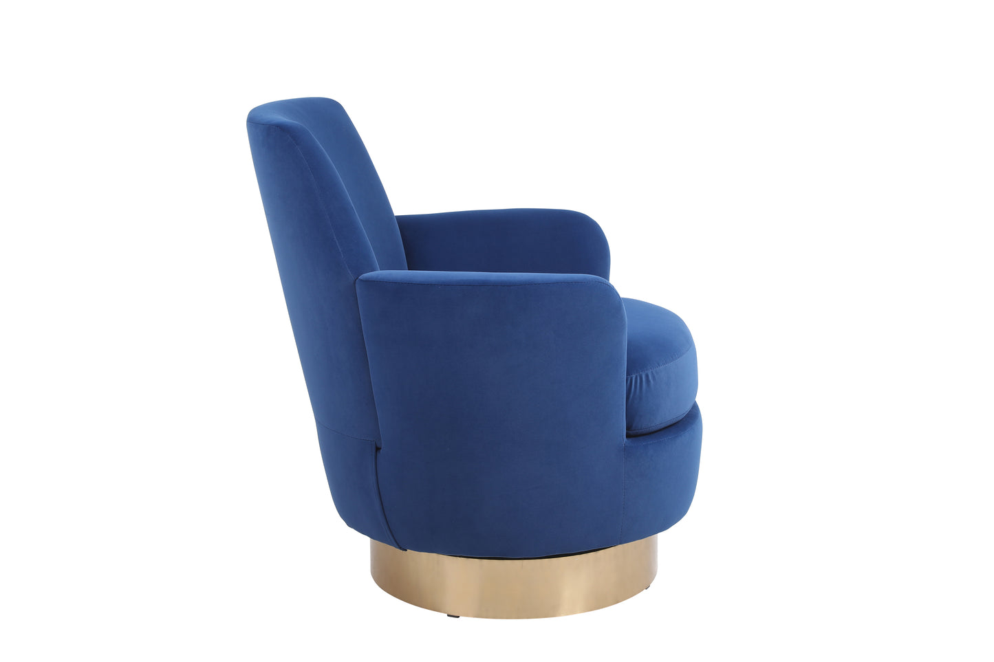 Silla giratoria de terciopelo, sillas giratorias decorativas, sillón para sala de estar, sillas de lectura para dormitorio, cómodas, sillas redondas con base de acero inoxidable dorado (azul marino)