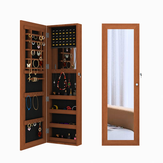 Armario de joyería para montaje en pared y sobre la puerta, muebles con espejo, joyero, armario con espejo, cajas para joyería