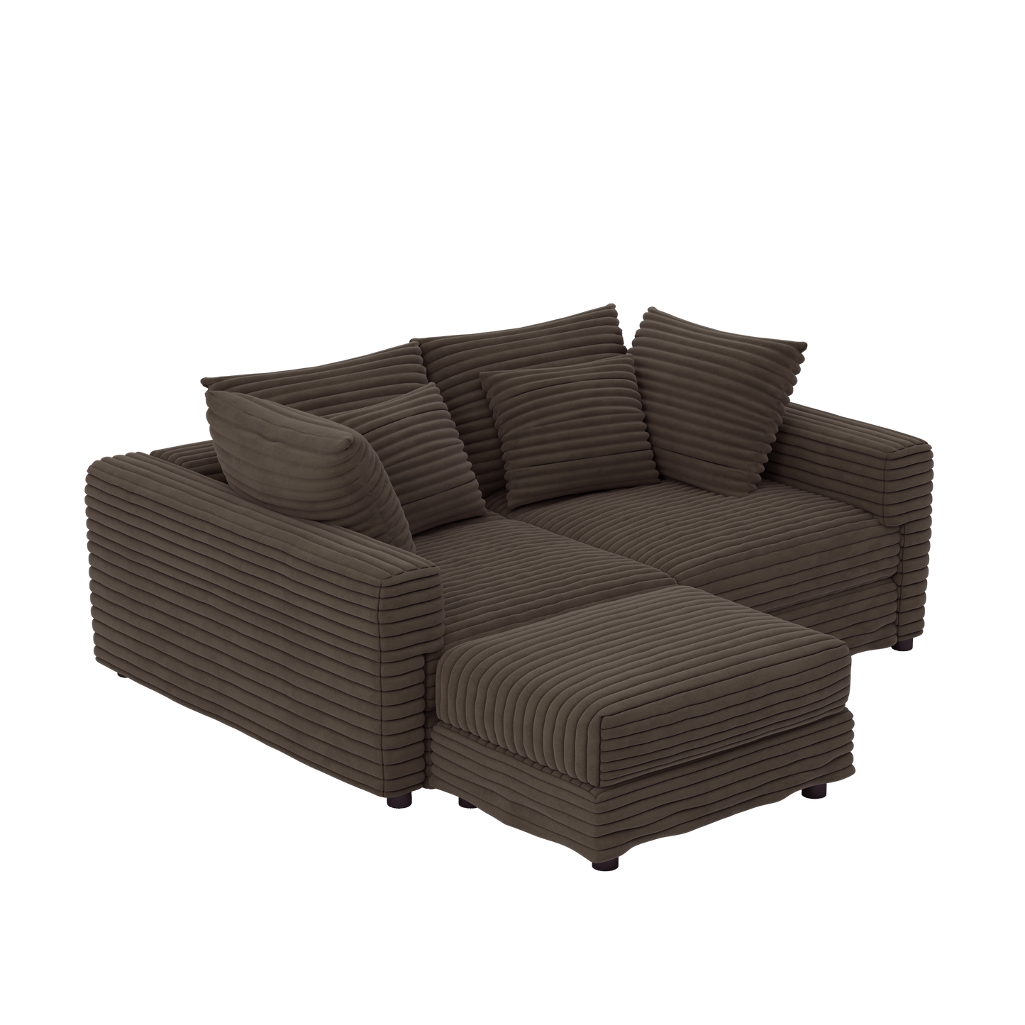 102.4 'Plush Corduroy 4-Seat Sofa,Modern Comfy Upholstered Sofa Cloud Couch,Deep Seat Couches with Soft Pillows and Movable Ottoman,Convertible Sofa Lounge Chair,for Living Room,Apartment,Office,Camel