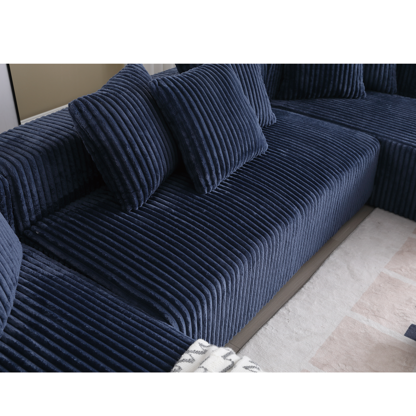 [NEW ARRIVED] [VIDEO PROVIDED]131'' Modular Sectional Couch, U-shaped sofa , Chaise Lounge, Striped fabric,Upholstered 4 Seater Couch for Living Room, Bedroom, Free Combination Sofa (Corduroy), Blue