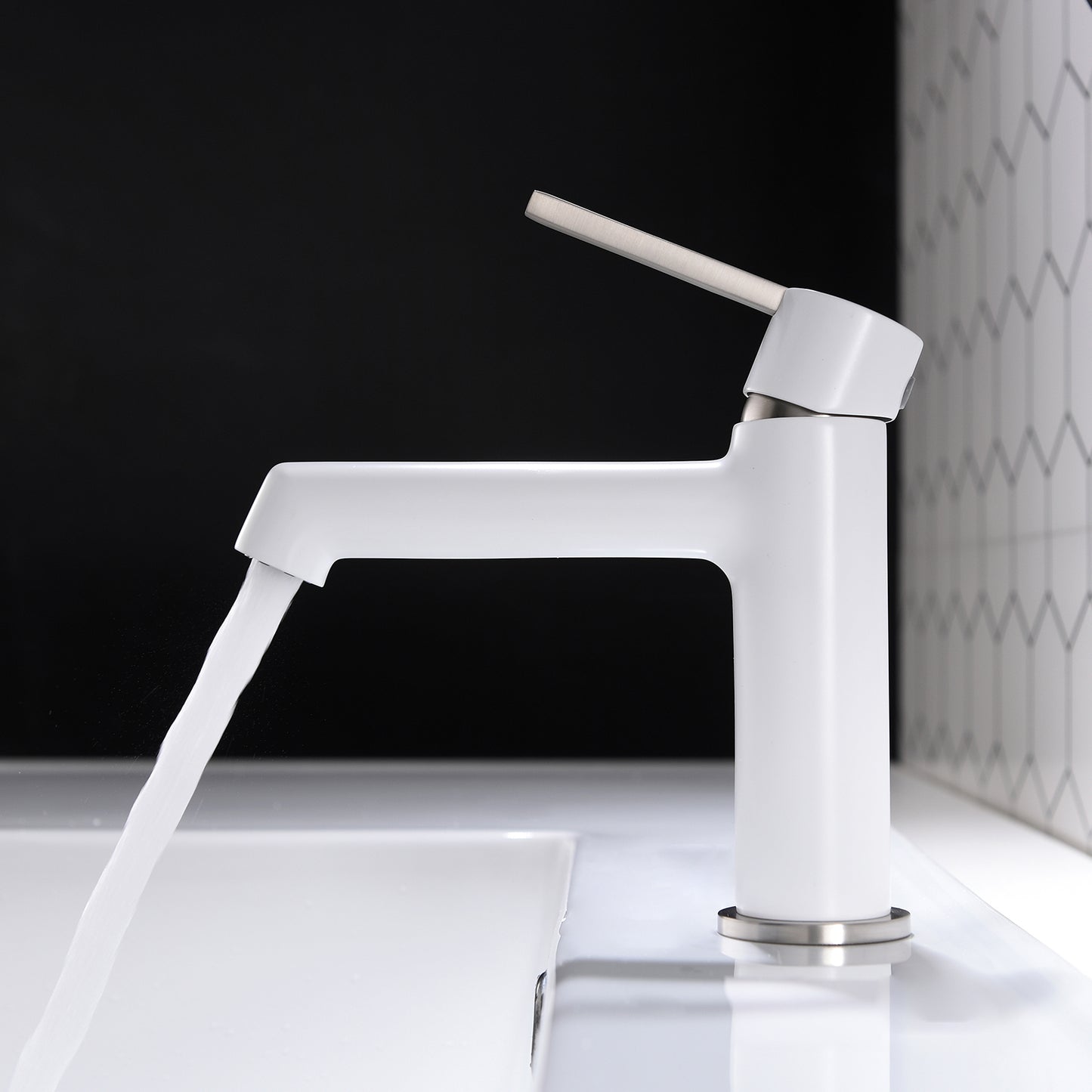 White Bathroom Faucet for Sink 1 Hole, Bathroom Sink Faucet Single Handle, Modern Bathroom Basin Faucet