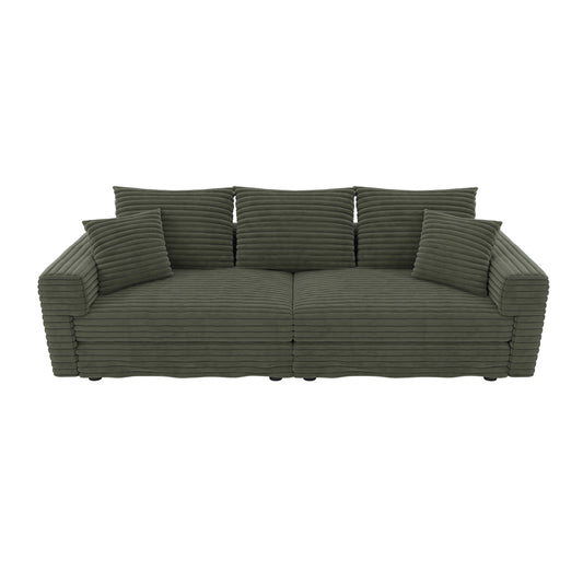 82.7 ' Plush Corduroy 3-Seat Sofa,Modern Comfy Upholstered Sofa Cloud Couch,Deep Seat Couches with Soft Pillows,Convertible Deep Seat Sofa Lounge Chair for Living Room Bedroom,Apartment,Office,Green
