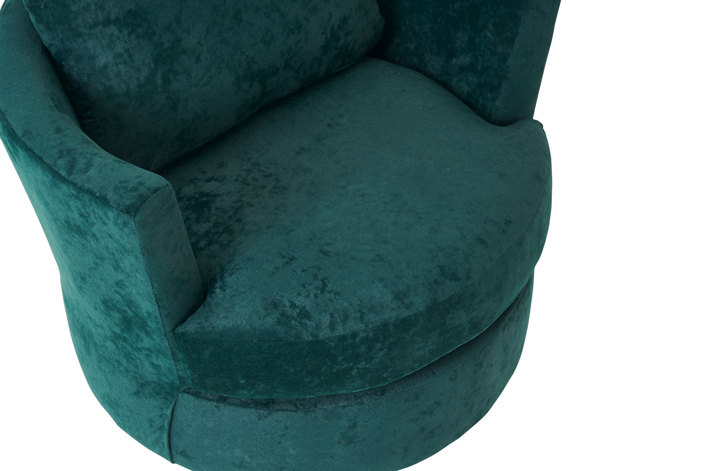 Velvet Swivel Barrel Chair, Swivel Accent Chairs Armchair for Living Room, Reading Chairs for Bedroom Comfy, Round Barrel Chairs with Gold Stainless Steel Base (Emerald)