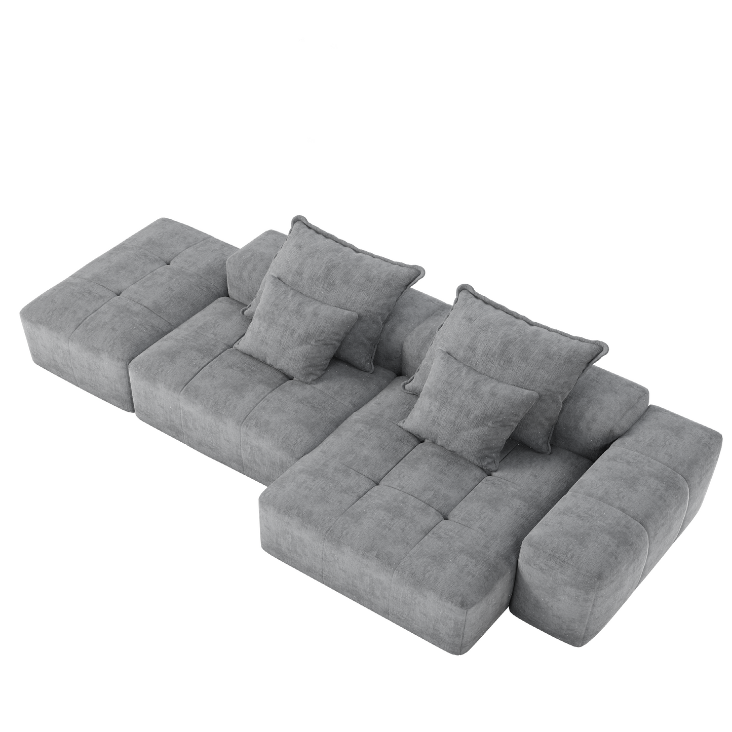Modern Oversized Modular Sectional Sofa with Ottoman, Seat, Chaise Lounge and Armrest, Sparkling Chenille Fabric Soft Cushion Sofa with 4 Pillows,4 PCS DIY Combination Tufted Sofa,No Assembly Required