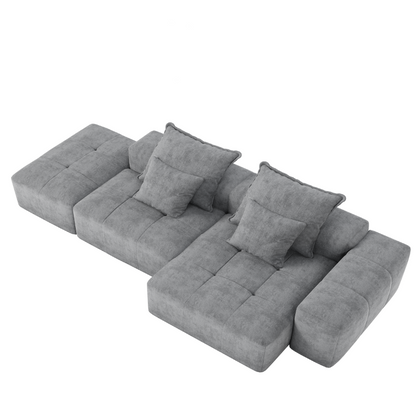 Modern Oversized Modular Sectional Sofa with Ottoman, Seat, Chaise Lounge and Armrest, Sparkling Chenille Fabric Soft Cushion Sofa with 4 Pillows,4 PCS DIY Combination Tufted Sofa,No Assembly Required