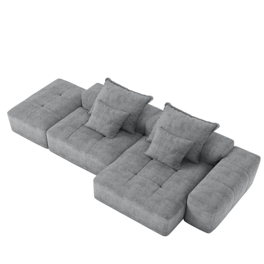 Modern Oversized Modular Sectional Sofa with Ottoman, Seat, Chaise Lounge and Armrest, Sparkling Chenille Fabric Soft Cushion Sofa with 4 Pillows,4 PCS DIY Combination Tufted Sofa,No Assembly Required