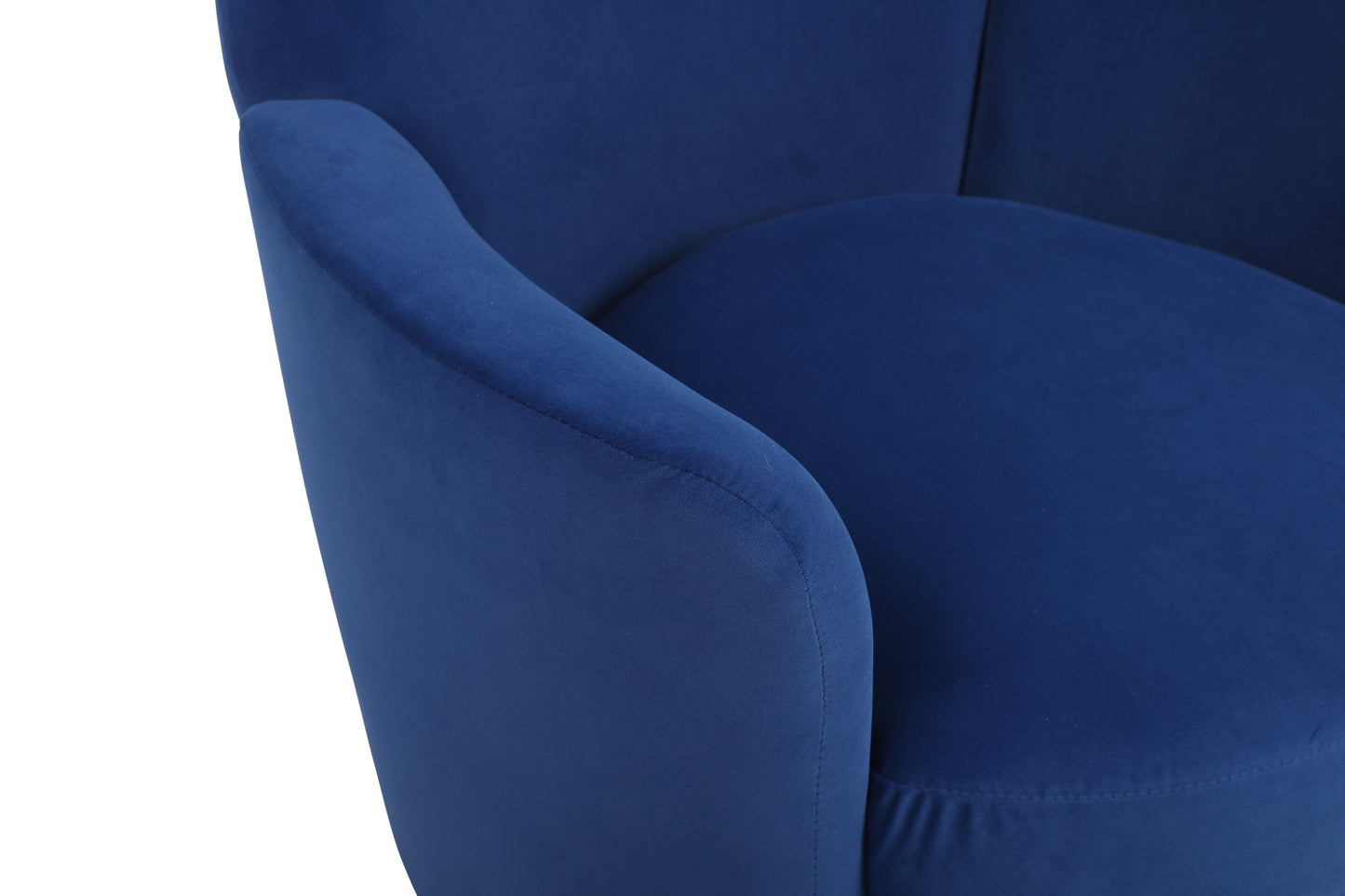 Silla giratoria de terciopelo, sillas giratorias decorativas, sillón para sala de estar, sillas de lectura para dormitorio, cómodas, sillas redondas con base de acero inoxidable dorado (azul marino)