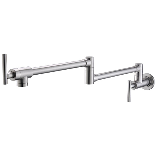 Pot Filler,Wall Mount Commercial Pot Filler Faucet,304 SS Material Kitchen Folding Faucet,Coffee Machine Faucet with Stretchable Double Joint Swing Arms,Style A,Black ened