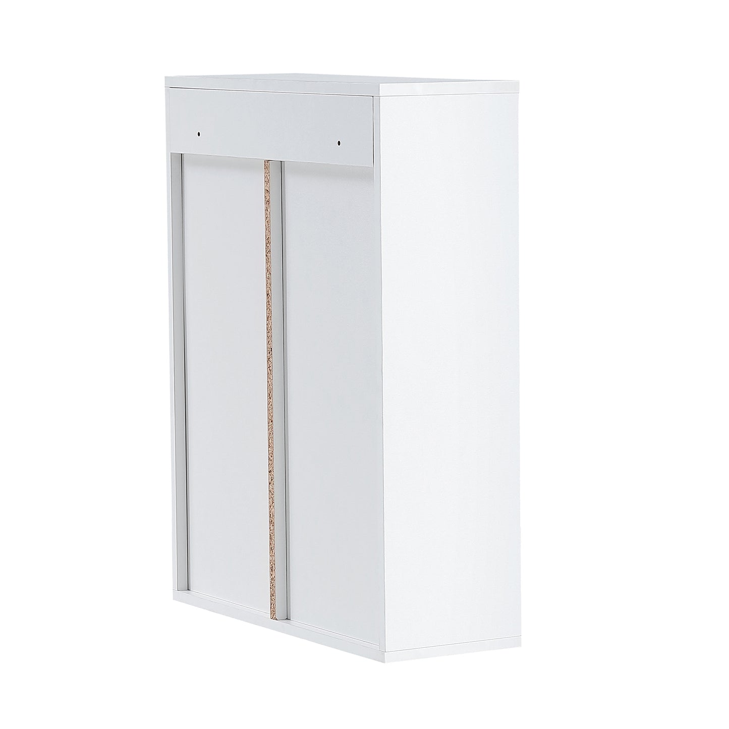 Gabinete de Almacenamiento de Pared de Madera, gabinete de Almacenamiento de baño de Inodoro de 5 Capas, gabinete Multifuncional con Puerta Ajustable, Blanco