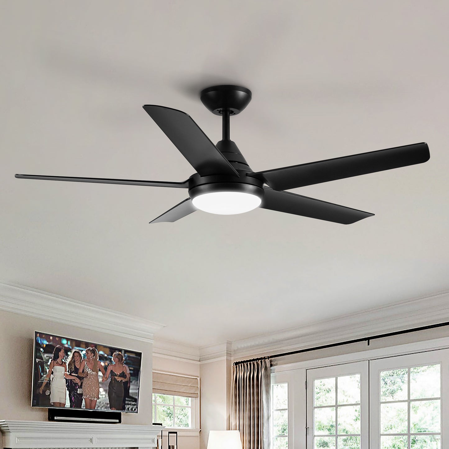 YUHAO 48 In Intergrated LED Ceiling Fan Lighting with Black ABS Blade