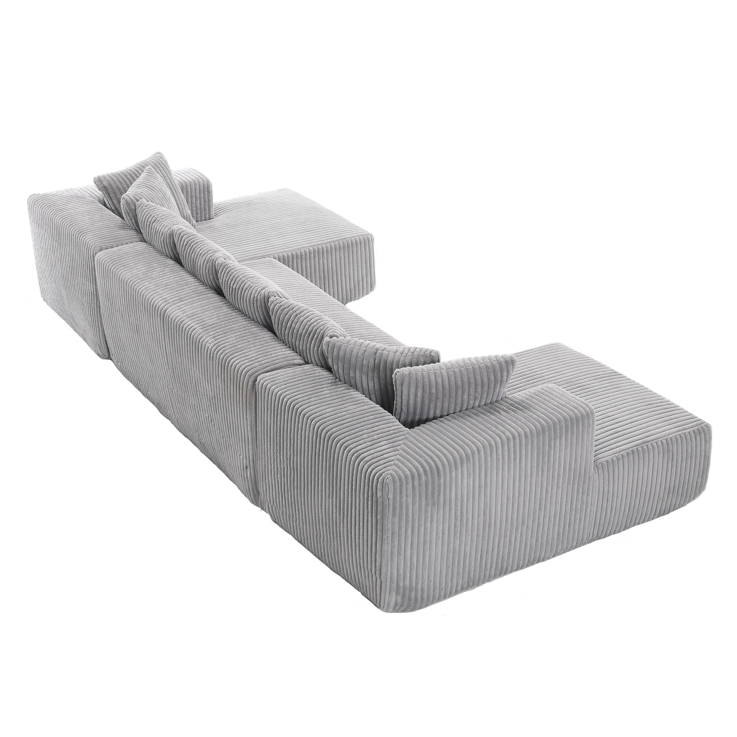 [NEW ARRIVED] [VIDEO PROVIDED]131'' Modular Sectional Couch, U-shaped sofa , Chaise Lounge, Striped fabric,Upholstered 4 Seater Couch for Living Room, Bedroom, Free Combination Sofa (Corduroy), Gray