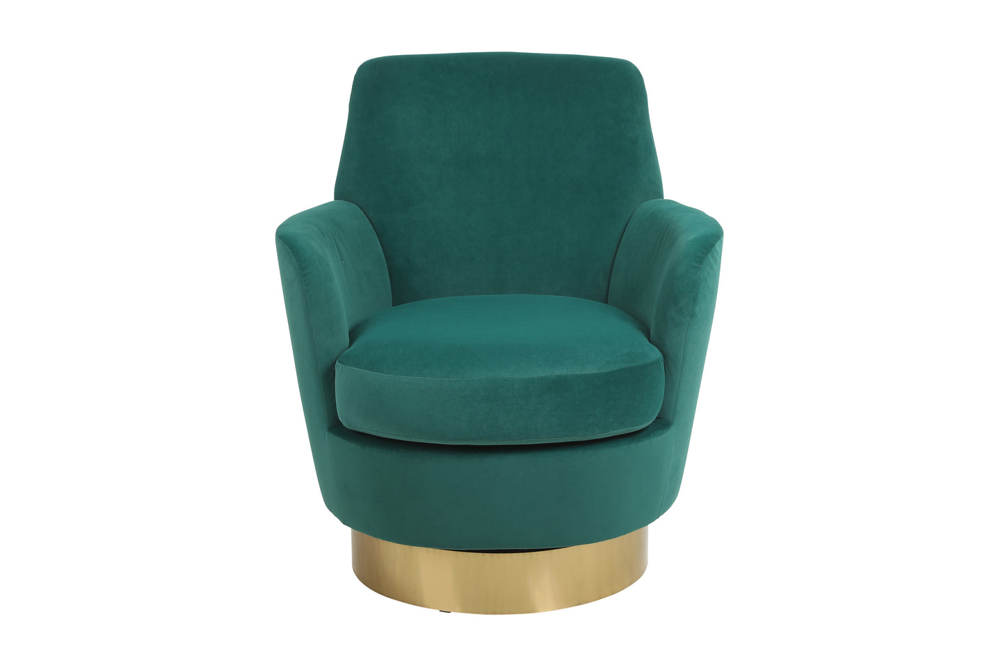 Velvet Swivel Barrel Chair, Swivel Accent Chairs Armchair for Living Room, Reading Chairs for Bedroom Comfy, Round Barrel Chairs with Gold Stainless Steel Base (Emerald)