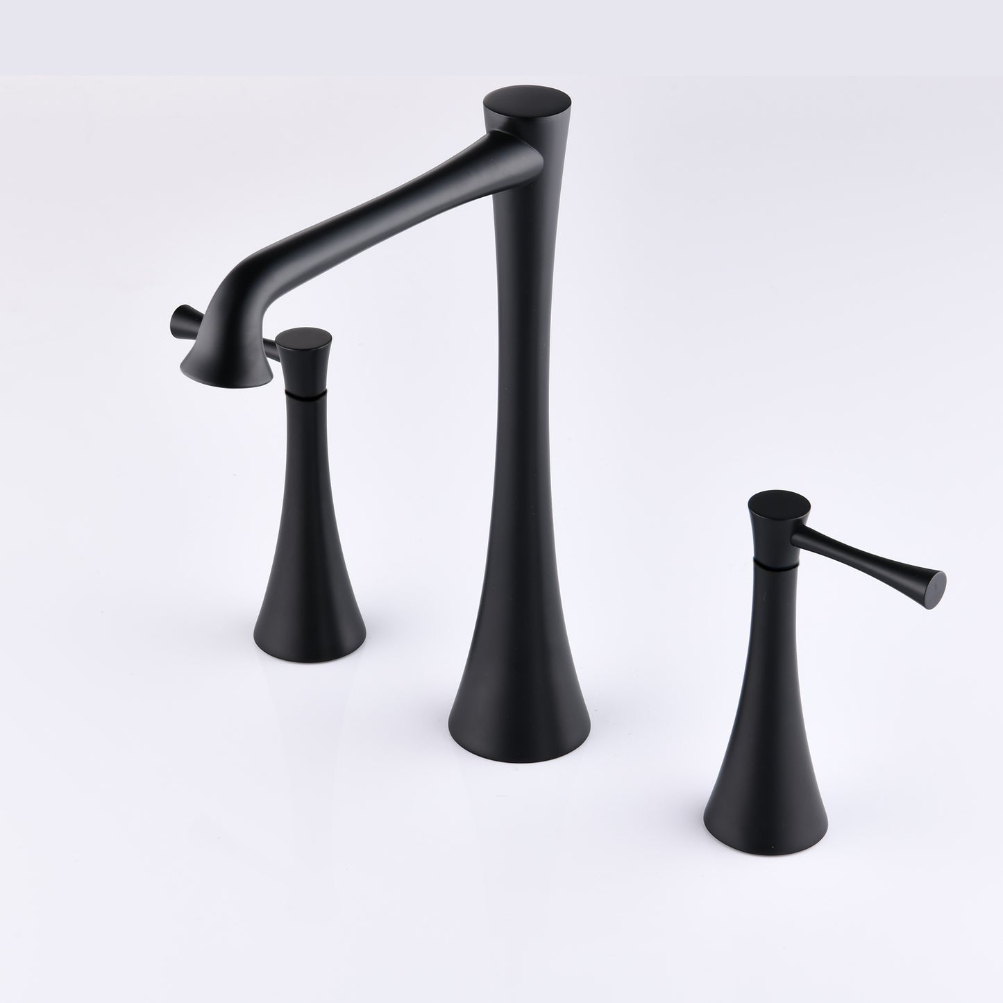 Widespread 2 Handles Bathroom Faucet with  Drain  Assembly, Matte Black