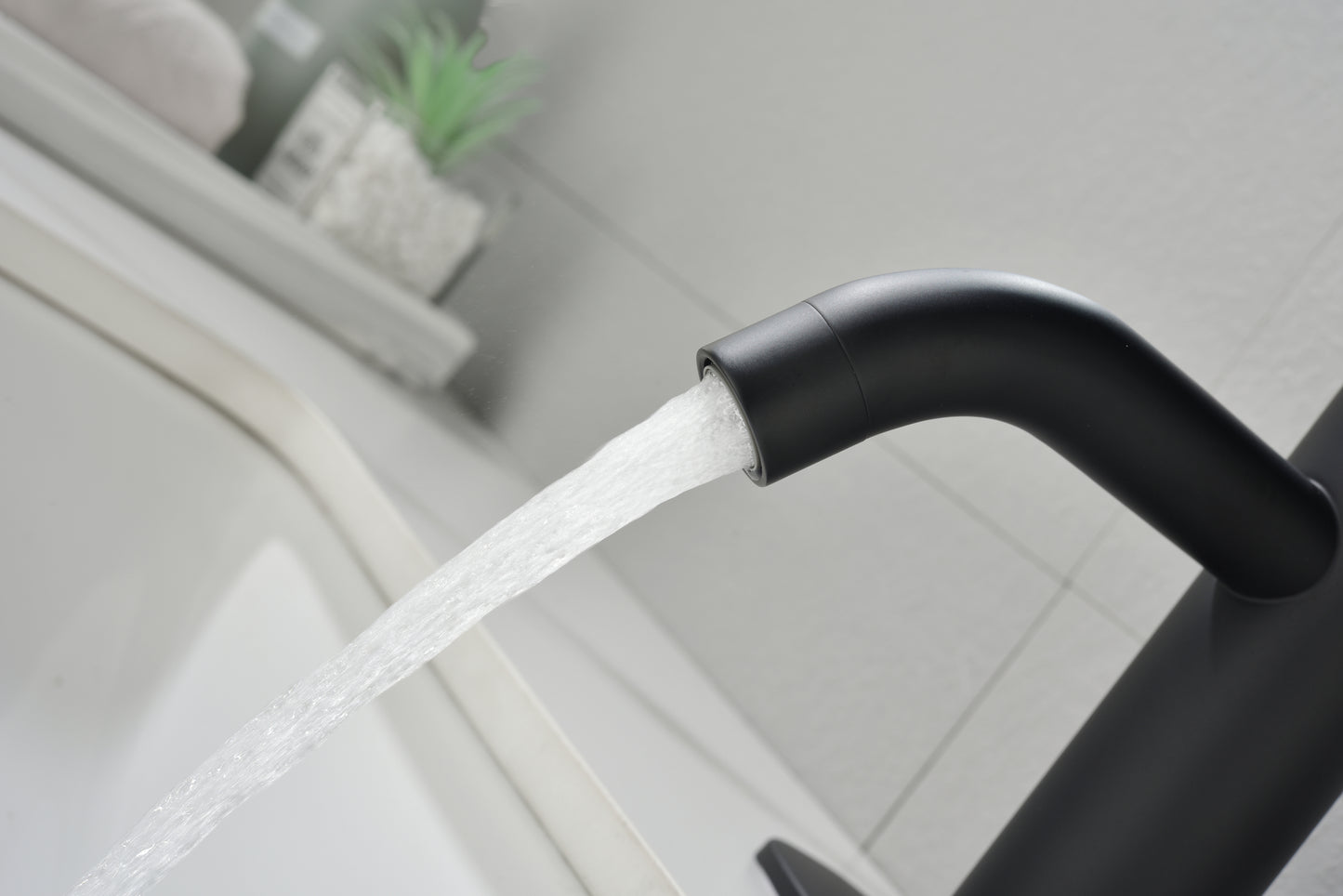 Waterfall Spout Bathroom Faucet,Single Handle Bathroom Vanity Sink Faucet