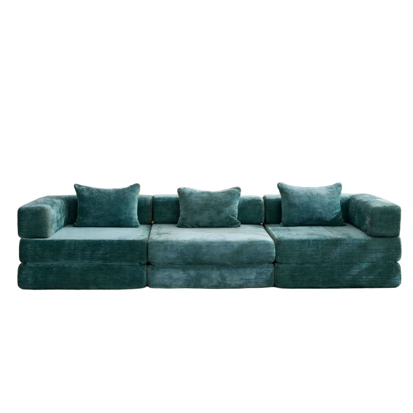 Compression Sofa,Convertible Floor Sofa Bed with Fixed-Shape Frame, Boneless Modular Sectional Sofa,No Assembly Required,Chenille fabric,for Living Room Bedroom,Dark Green