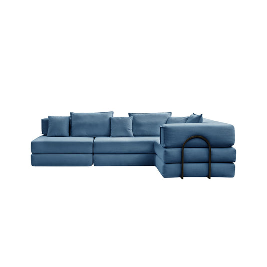 Oversized Upholstered Sectional Sofa Couch Set, Modular 118.2 ' L Shaped Floor Living Room Sofa Set With 6 Pillows, DIY Combination Sofa Couch for living rooms, apartments,bedrooms, Blue