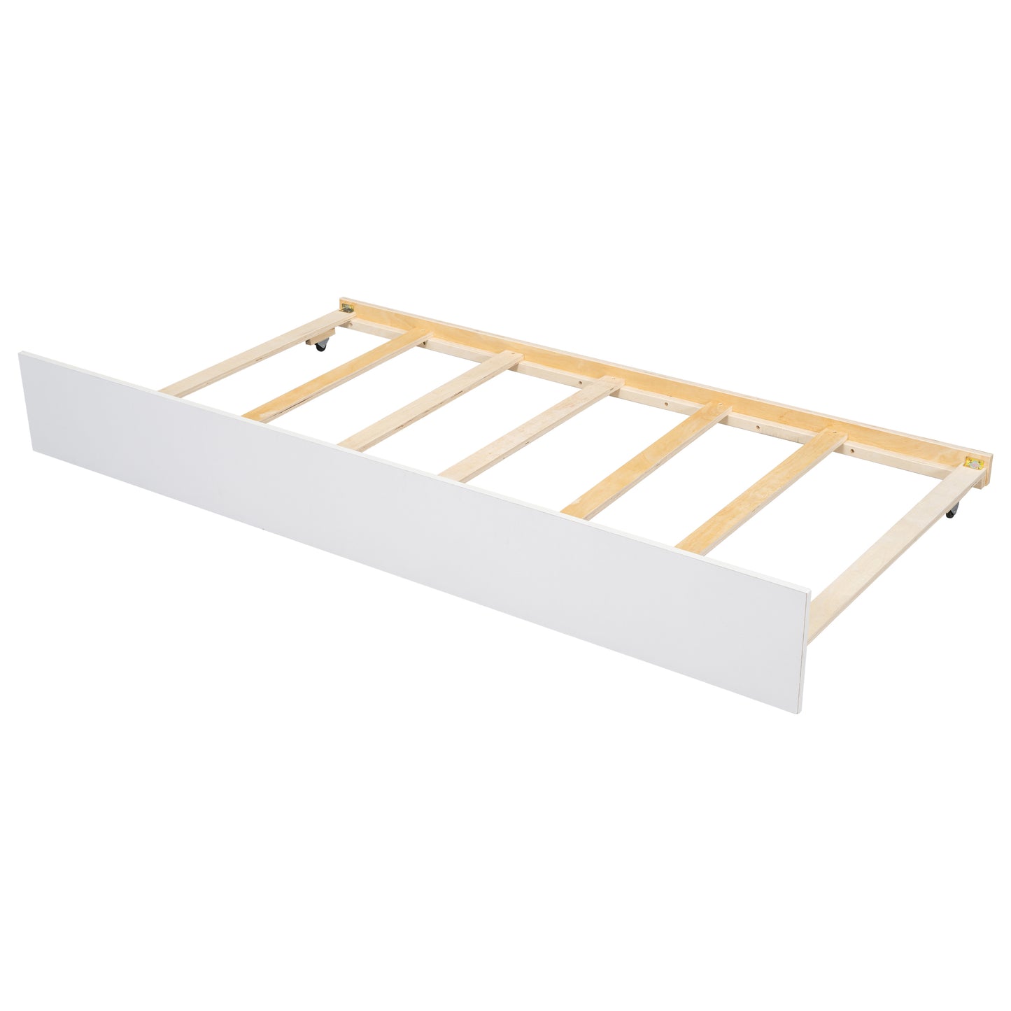 Cama completa versátil con nido, caja de almacenamiento debajo de la cama y mesita de noche. Blanco