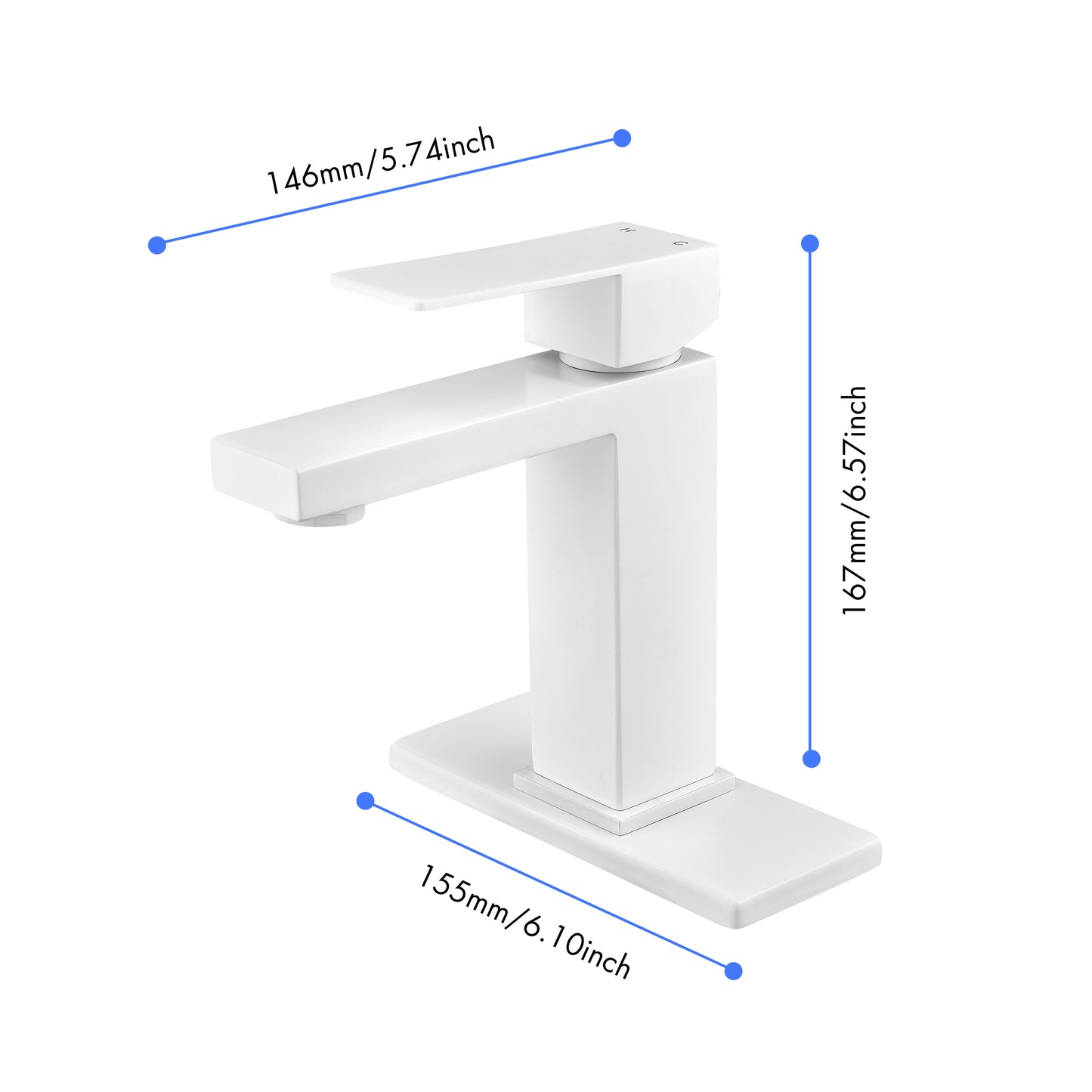 Waterfall Spout Bathroom Faucet,Single Handle Bathroom Vanity Sink Faucet  white