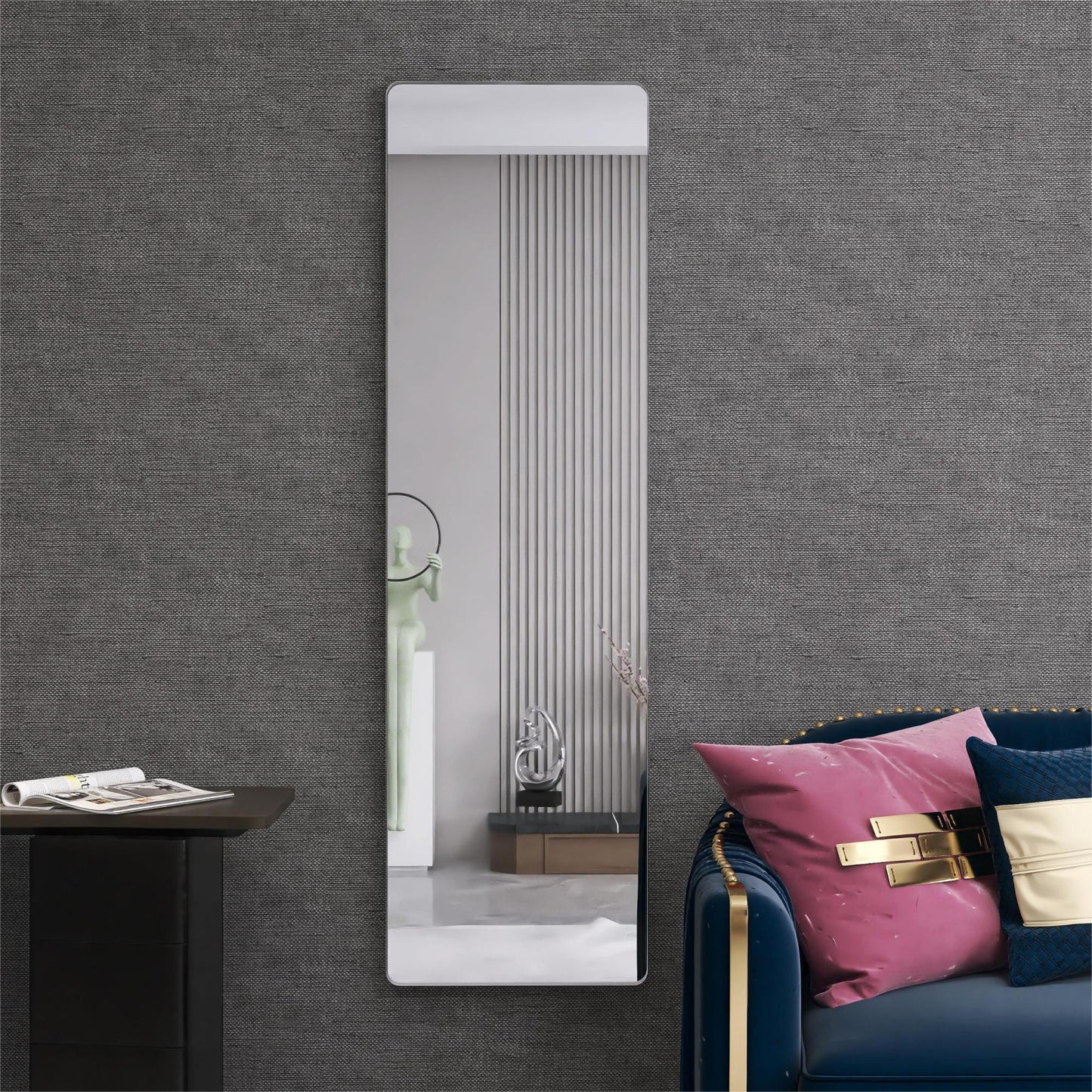 Wall Mount Mirror Set of 2.MDF Mirror Wall Mount at Horizontal & Vertical hanging