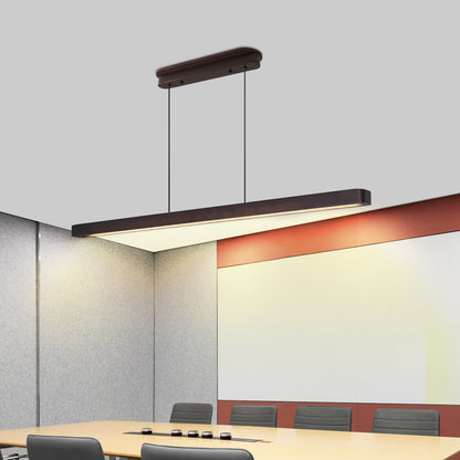 51-inch Walnut Wood Modern LED Pendant Light, Adjustable Hanging Light for Dining Room, Kitchen, Living Room – Sleek Walnut Color Finish